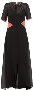 Lili Satin-trimmed Silk-georgette Dress - Womens - Black Pink
