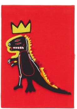 Basquiat 'pez Dispenser' Embroidered Book Clutch - Womens - Red Multi