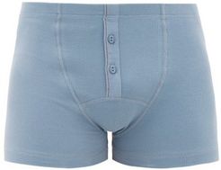 Albar Organic Stretch-cotton Boxer Briefs - Mens - Light Blue