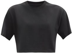 The Crop Cropped Cotton-jersey T-shirt - Womens - Black