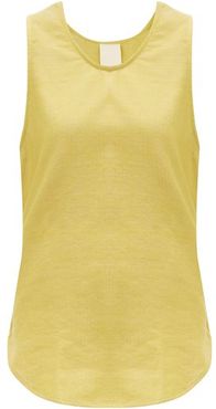 Curved-hem Cotton-blend Tank Top - Womens - Yellow