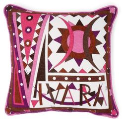 Vivara-print Cotton-terry Cushion - Womens - Dark Pink