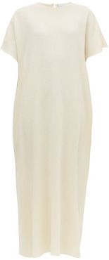 Grown-on Sleeve Darted Wool-crepe Midi Dress - Womens - Ivory
