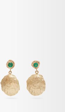 Shell Emerald & Gold Drop Earrings - Womens - Gold