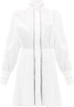 Marella Hemstitched Linen Mini Dress - Womens - White