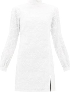 Elle Foliage-embroidered Linen-blend Mini Dress - Womens - White