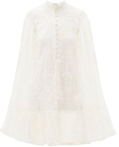 Constantine Embroidered-cape Mini Dress - Womens - White