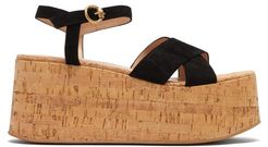 Billie 20 Suede Wedge Sandals - Womens - Black