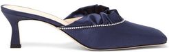 Isa Crystal-trimmed Satin Mules - Womens - Navy