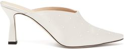 Lotte Faux Pearl-embellished Satin Mules - Womens - Pearl