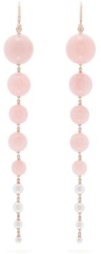 Diamond, Pearl & Pink Opal Drop Earrings - Womens - Rose Gold
