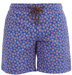 Abstract-print Swim Shorts - Mens - Blue Multi