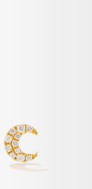Moon Diamond & 18kt Gold Single Earring - Womens - Yellow Gold