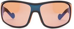 Logo-print Mirrored-lens Ski Sunglasses - Mens - Orange
