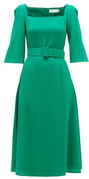 Jubilee Belted Crepe Midi Dress - Womens - Green