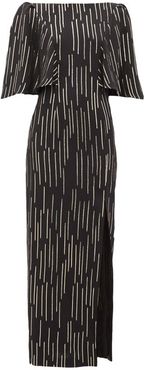 Taylor Lamé-striped Silk-blend Dress - Womens - Black Gold