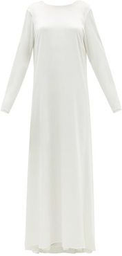 Draped-back Cotton-blend Satin Gown - Womens - White