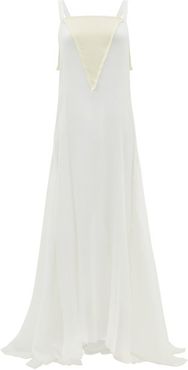 Bow-back Silk Plissé-chiffon Gown - Womens - White