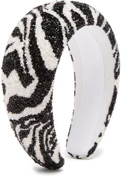 Zebra-beaded Padded Headband - Womens - Black Multi