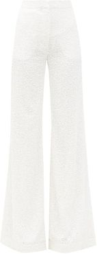 Sequinned Wide-leg Trousers - Womens - White