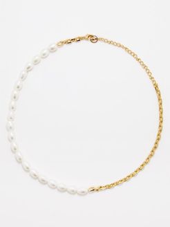 Duel Freshwater-pearl Gold-plated Choker Necklace - Womens - Pearl