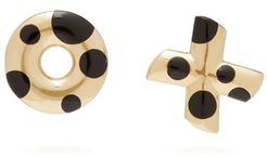 Polka Dot Xo Onyx & 14kt Gold Earrings - Womens - Gold