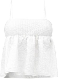 Selena Open-back Quilted Silk Top - Womens - White