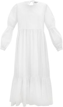 Evangeline Tiered Cotton-poplin Midi Dress - Womens - White