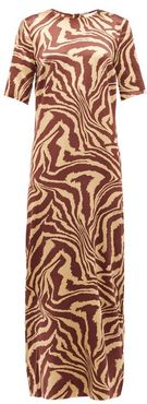Zip-hem Tiger-print Silk-blend Dress - Womens - Multi