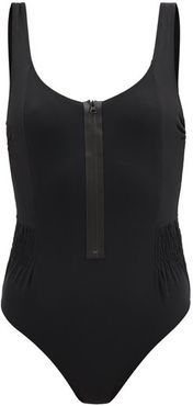 Zipped Low-back Zipped Swimsuit - Womens - Black