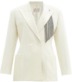Crystal-embellished Brushed Wool-twill Suit Jacket - Womens - Ivory