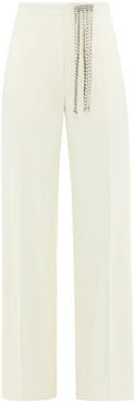 Crystal-embellished Brushed Wool-twill Trousers - Womens - Ivory