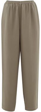 Silk-crepe Wide-leg Trousers - Womens - Mid Grey