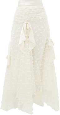 Satin-trimmed Bow-appliqué Tulle Skirt - Womens - White