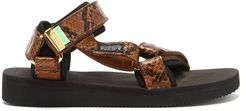 Depa-v2 Snake-effect Velcro-strap Sandals - Womens - Brown