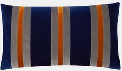 Striped Cotton-velvet Cushion - Blue Multi