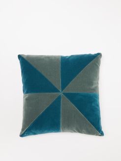 Suki Patterned Cotton-velvet Cushion - Blue Multi