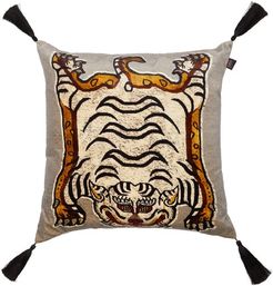 Tigris-print Large Velvet Cushion - Grey