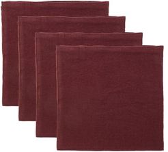 Set Of Four Rolled-edge Linen Napkins - Red