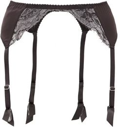 Silk-blend Satin Suspender Belt - Womens - Black