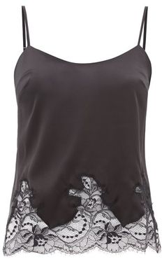 Signature Lace-trimmed Silk-blend Camisole - Womens - Black