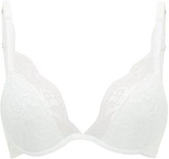 Signature Lace-trimmed Plunge Bra - Womens - White