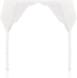Signature Silk-blend Satin And Lace Suspender Belt - Womens - White