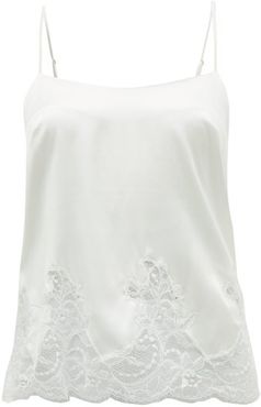 Signature Lace-trimmed Silk-blend Camisole - Womens - White