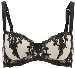 Onyx Lace-embroidered Mesh Underwired Bra - Womens - Black