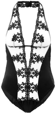 Onyx Embroidered Silk-blend Bodysuit - Womens - Black