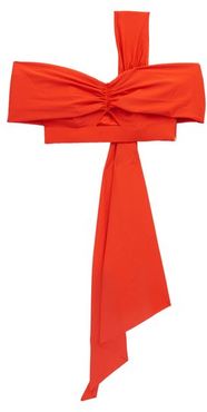 Draped-panel One-shoulder Bikini Top - Womens - Orange
