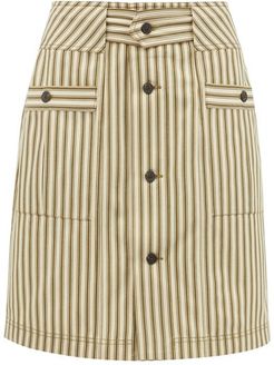 Lici Patch-pocket Striped Midi Skirt - Womens - Green Stripe
