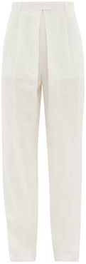 Eldora High-rise Hemp Wide-leg Trousers - Womens - White