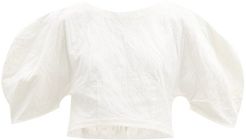 Peni Organic Cotton-blend Jacquard Cropped Top - Womens - Ivory